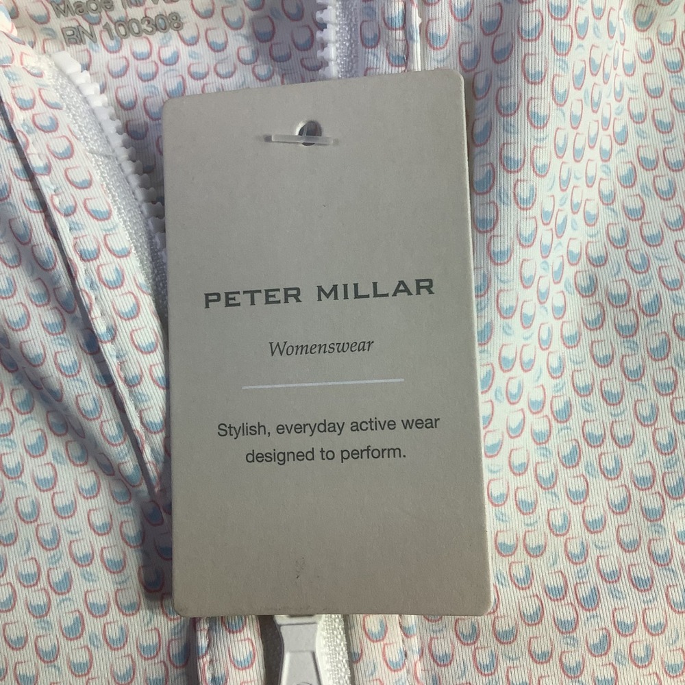 Peter Millar Womens White Geometric Long SLeeve 1/4 Zip Pullover XS NWT - Picture 4 of 14